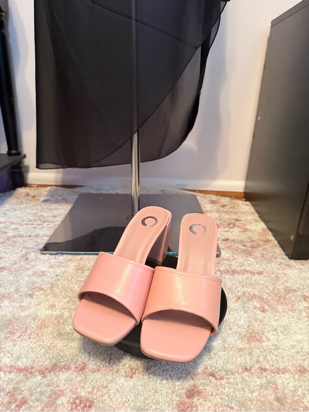 Journee Collection Pink Slide Block Heel Mules